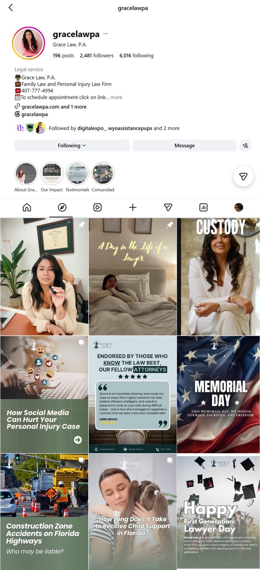 Grace Law PA digital marketing results managed by Inventive Media